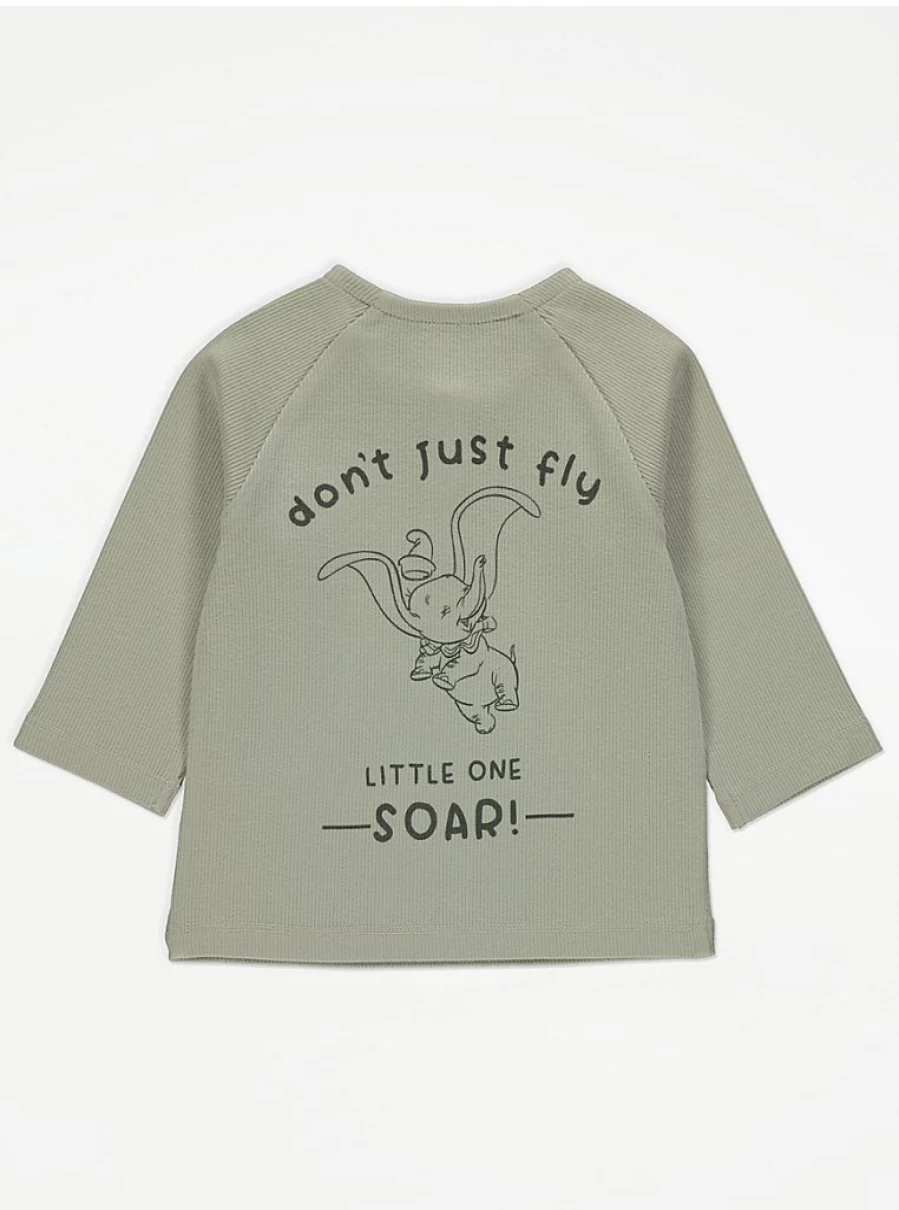 "George at Asda Boys' Disney Dumbo Green Ribbed Long Sleeve Top and Leggings Outfit"