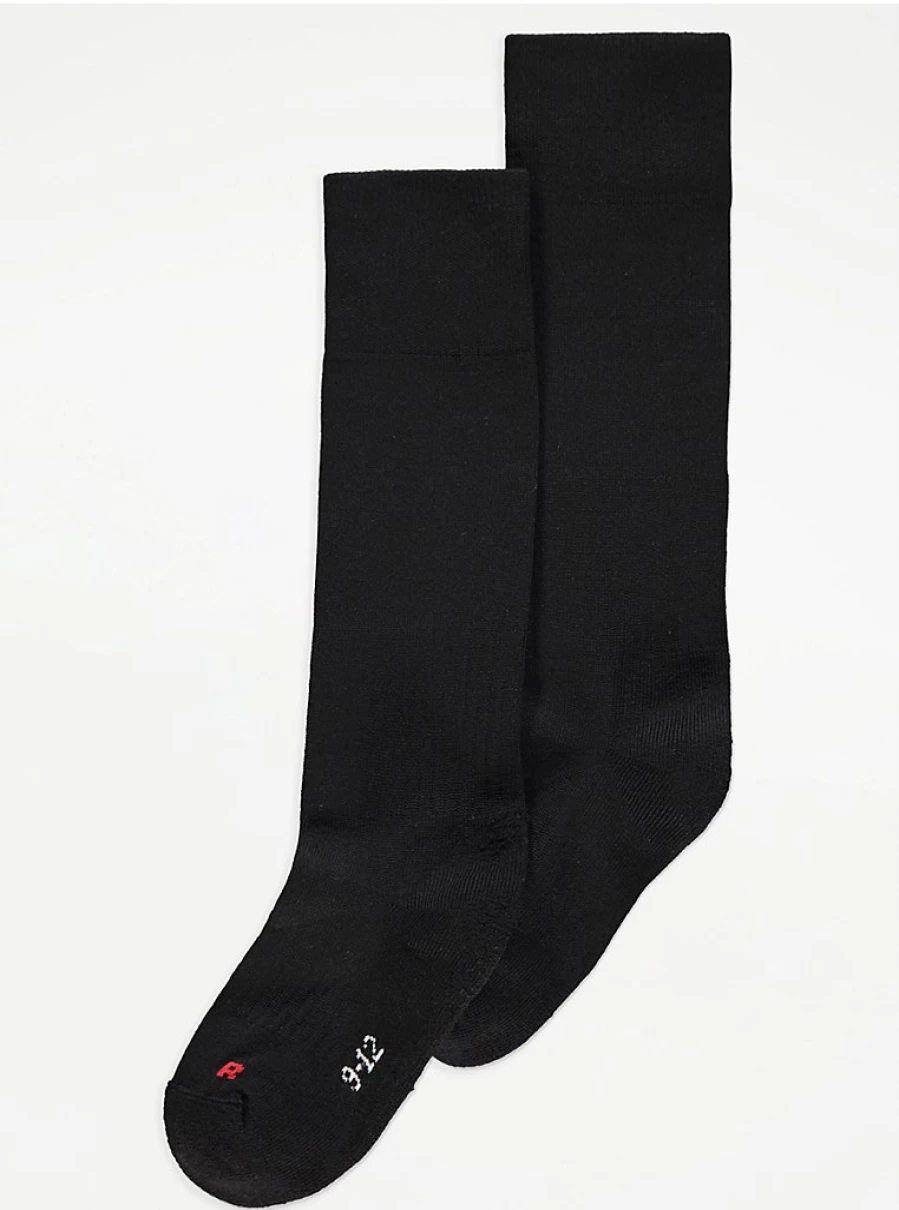 "George at Asda Kids Black Antibacterial Football Socks with Cushioning - 1 Pack"