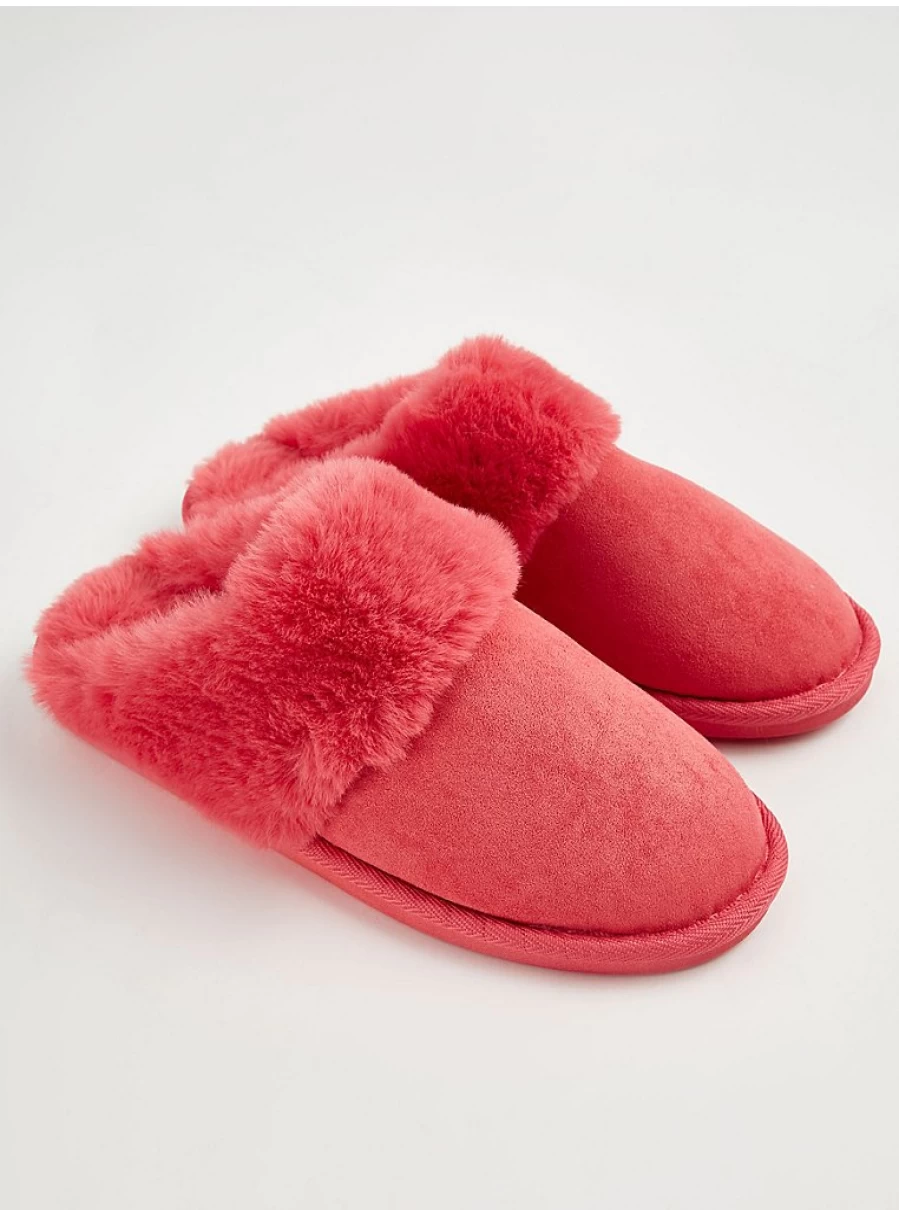 "George at Asda Bright Pink Suedette Mule Slippers – Soft Comfort & Stylish Design"