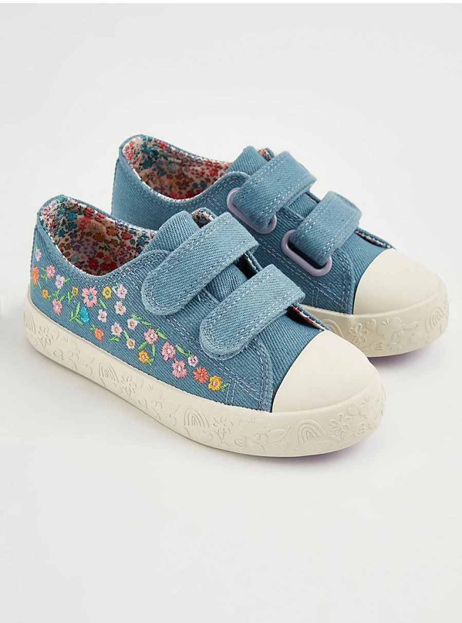 Girls' Denim Floral Double Strap Cupsole Trainers | George at Asda Kids' Shoes Review