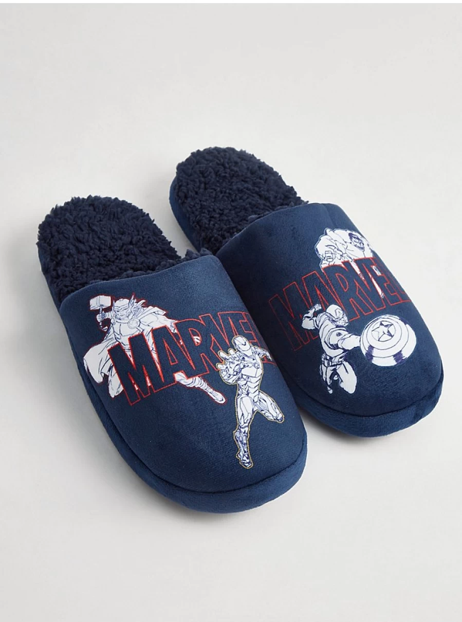 Men's Marvel Superhero Navy Slippers by George at Asda – Comfortable Mule Design