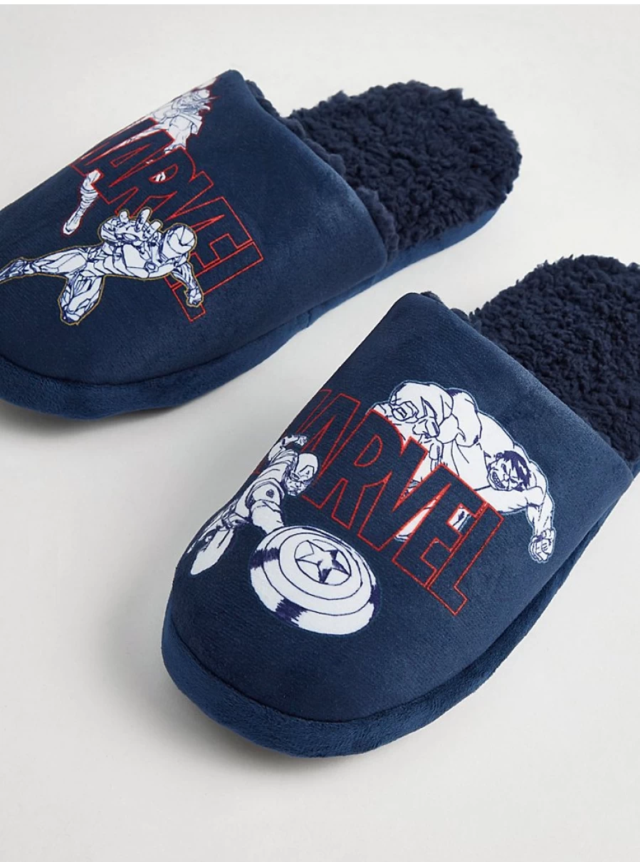 Men's Marvel Superhero Navy Slippers by George at Asda – Comfortable Mule Design