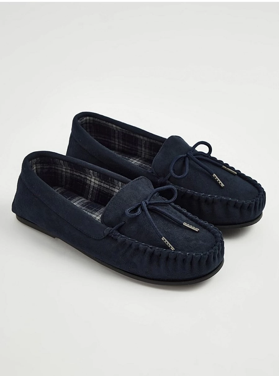 Men's Navy Blue Moccasin Slippers by George at Asda | Comfortable Indoor Shoes Review