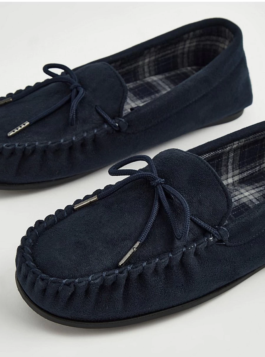 Men's Navy Blue Moccasin Slippers by George at Asda | Comfortable Indoor Shoes Review