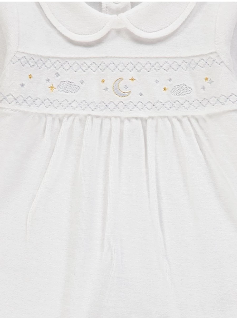 "George at Asda Baby White Velour Collared Sleepsuit Reviews | Soft & Comfortable"