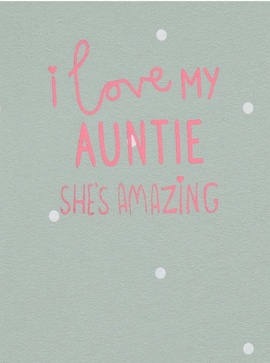 "George at Asda Baby Sage Green 'I Love My Auntie' Dot Print T-Shirt"
