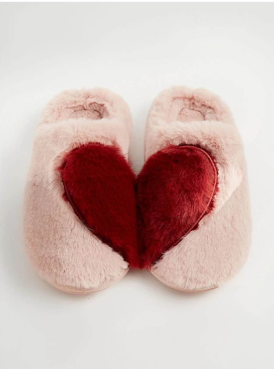"George at Asda Pink Heart Faux Fur Mule Slippers - Cozy Women's Indoor Shoes Review"