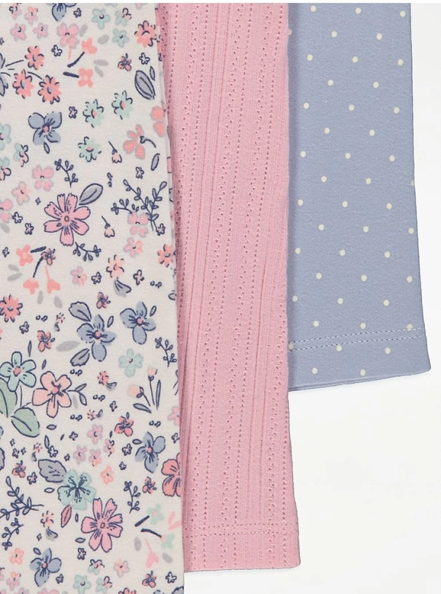 "George at Asda Baby Ditsy Floral Leggings 3-Pack | Soft & Stylish Infant Leggings"