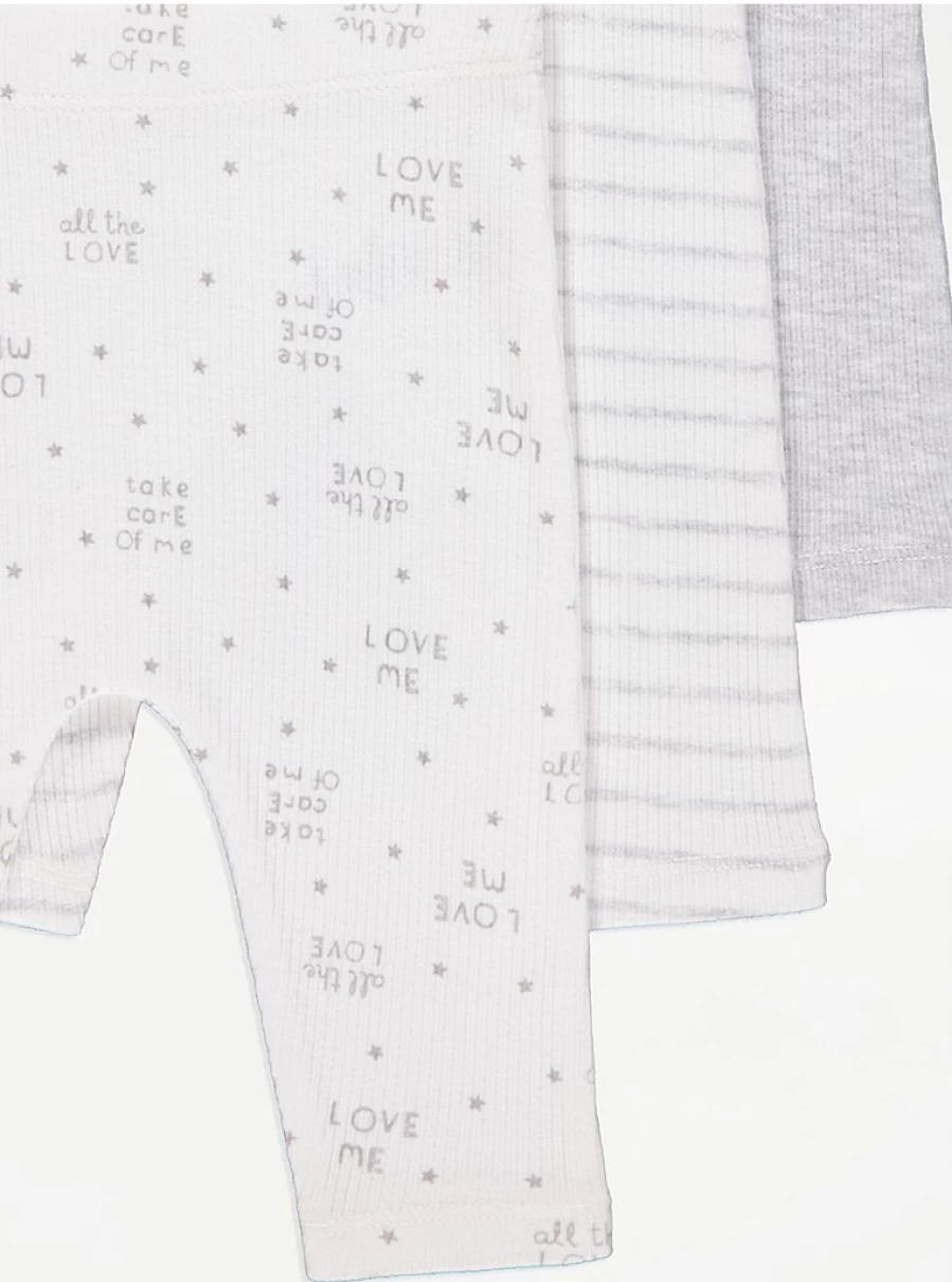 George at Asda Baby Ribbed Leggings 3-Pack | Soft & Stretchy Leggings for Infants