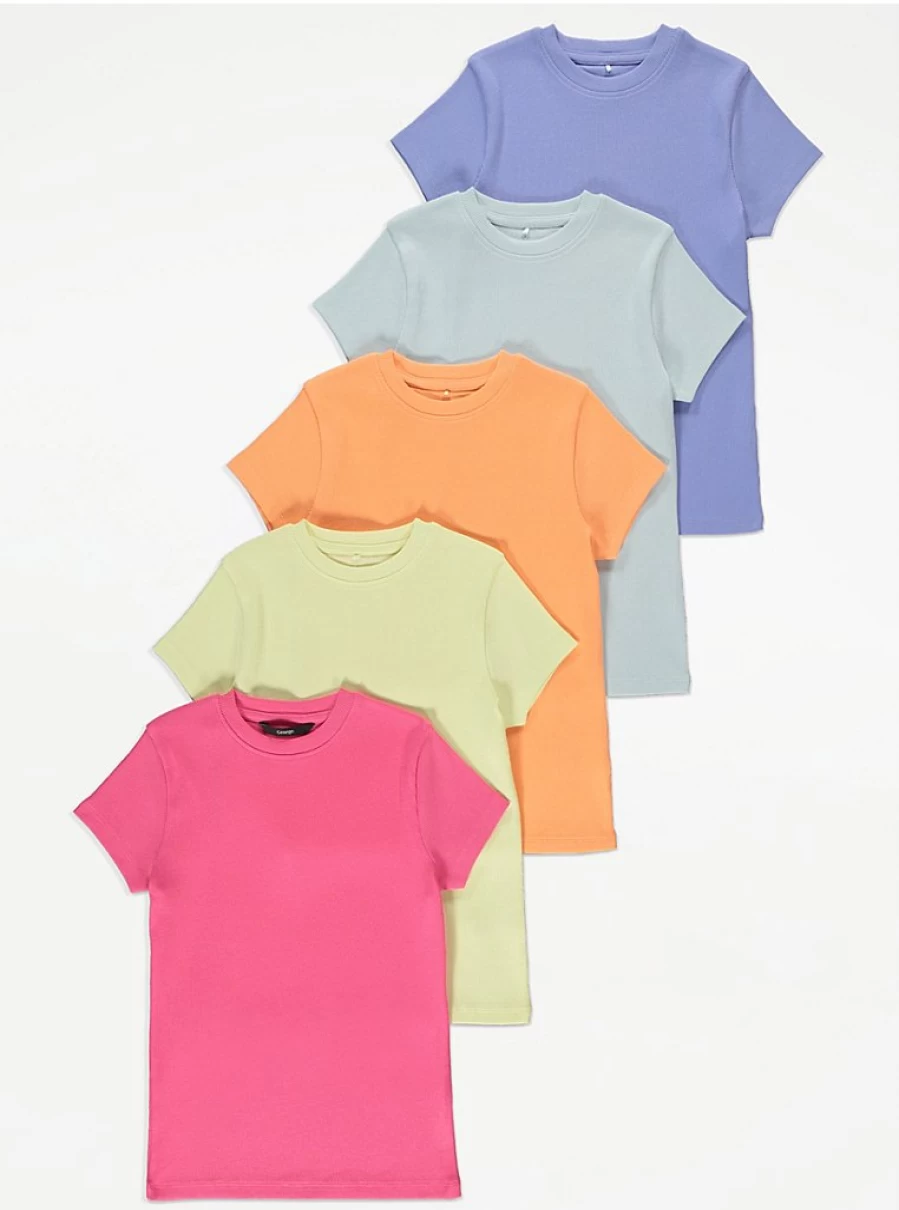 "George at Asda Girls' Bright Color T-Shirts 5-Pack | Kids' Clothing Review"