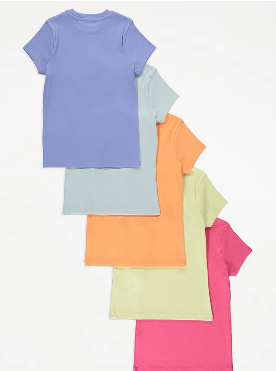 "George at Asda Girls' Bright Color T-Shirts 5-Pack | Kids' Clothing Review"