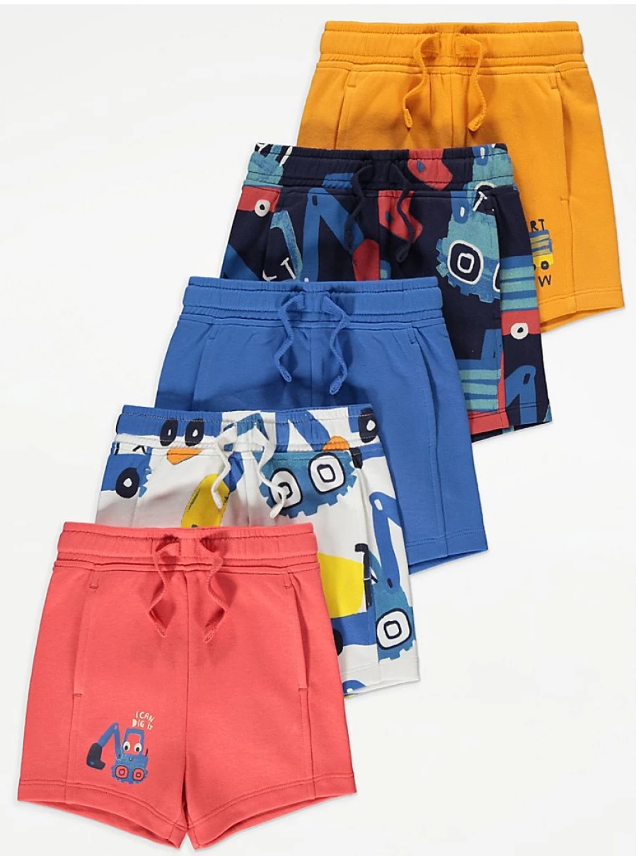"George at Asda Boys' Digger Truck Sweat Shorts 5-Pack – Comfortable Kids' Shorts Review"