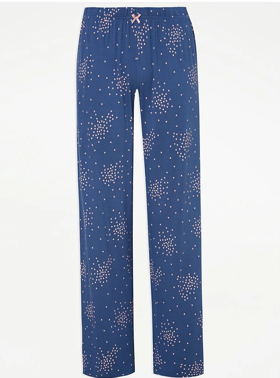 "George at Asda Blue Heart Print Pyjama Bottoms | Women's Sleepwear & Loungewear"
