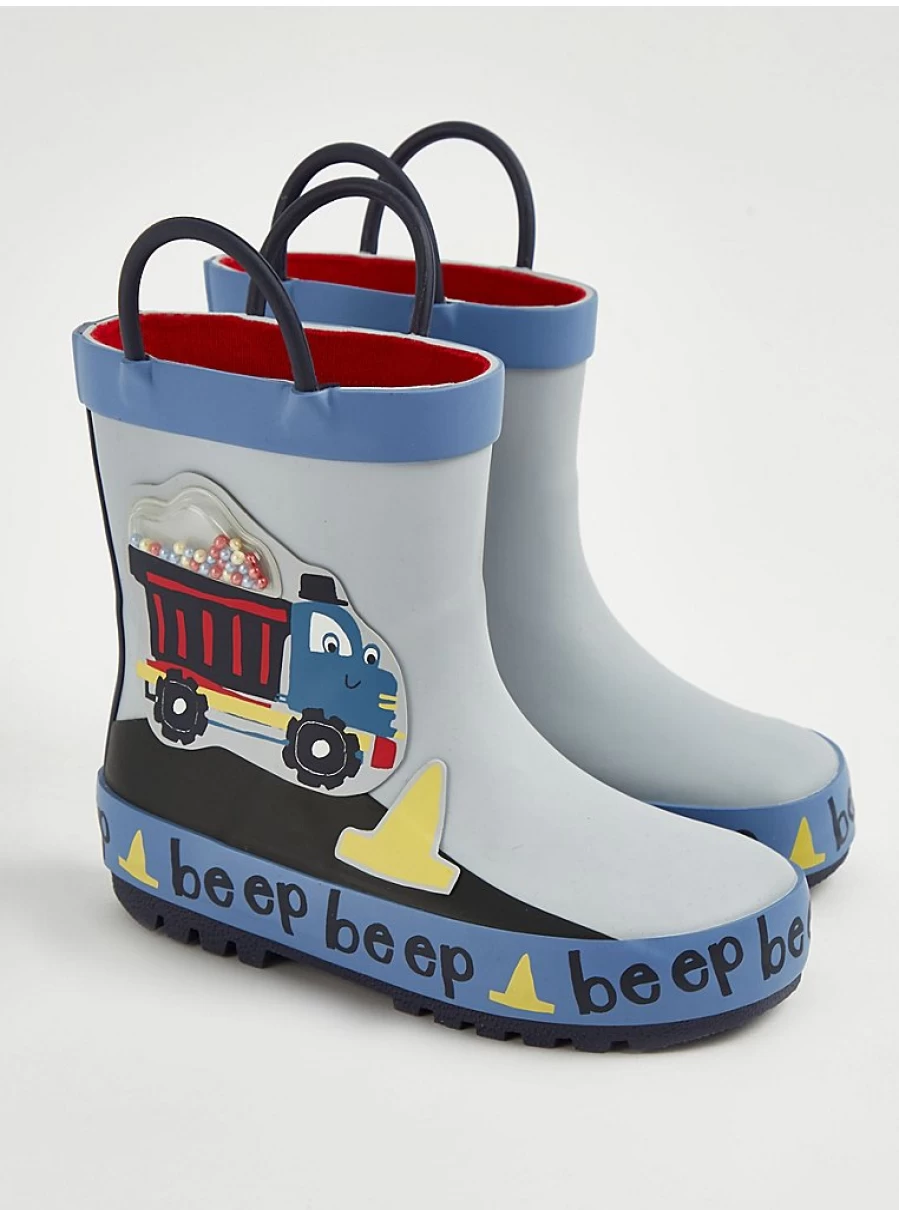 George at Asda Boys Grey Truck Wellington Boots - Kids Waterproof Rain Boots Review