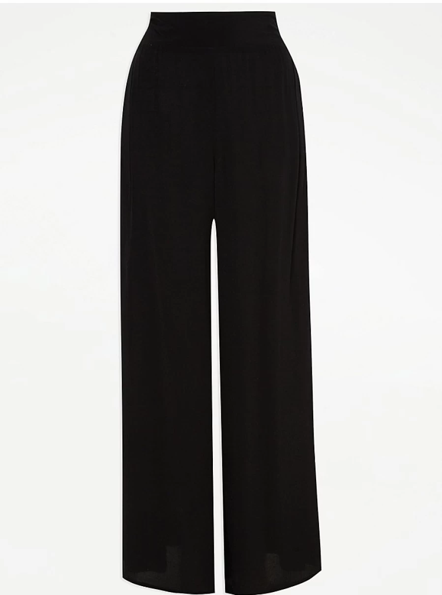 "George at Asda Women's Black Lightweight Wide Leg Trousers – Comfort & Style"